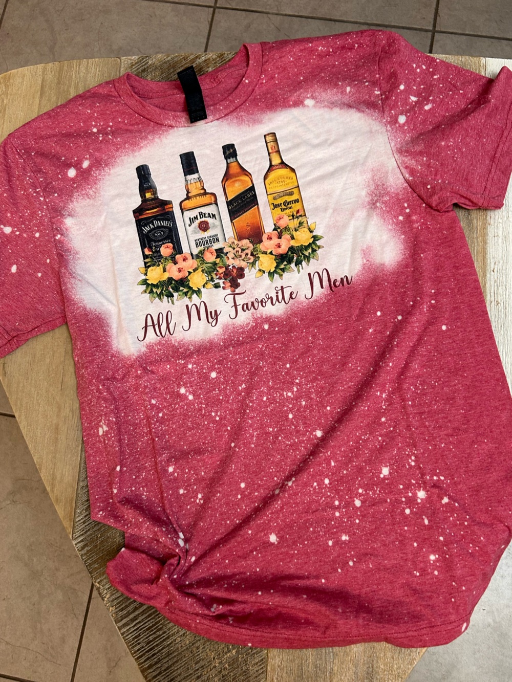 Gildan Red Splatter Graphic Tee with Bottles